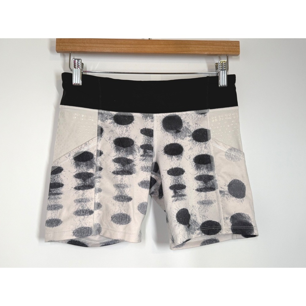 lululemon athletica Black Waist Pink Polka Dot Bike Shorts